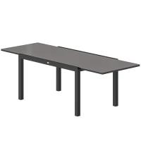Outsunny Tavolo da Giardino Allungabile per 8-10 Persone con Piano in Vetro Temperato, in Alluminio, 140/240x90 cm, Nero(m-10)