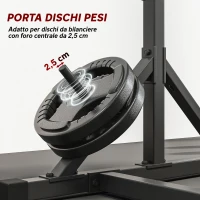 SPORTNOW Squat Rack Regolabile con Doppio Supporto, Portadischi e Barra Trazioni, in Acciaio, 112-100x201-217 cm, Nero(m-7)