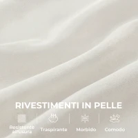 HOMCOM Divano 2 Posti Imbottito in Tessuto Effetto Pelle Traspirante, Imbottitura Spessa, 2 Cuscini, Braccioli, per Soggiorno, Crema(m-5)