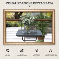 Outsunny Tavolino da Balcone Pieghevole e Regolabile, in Alluminio e Legno Composito, 60x40x55-64 cm, Nero(m-6)