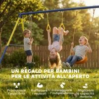 AIYAPLAY Altalena da Giardino 3 in 1 per Bambini 3-8 Anni, in Acciaio e PE, 285x160x181 cm, Multicolore(m-7)