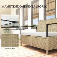 Outsunny Panca Contenitore 125L con Cuscino Imbottito, in Metallo, 123x70x82 cm, Cachi(m-8)