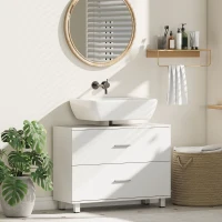 HOMCOM Mobile Sottolavabo Moderno con 2 Cassetti e Divisori per Lavabo Senza Piedistallo, 80x30x60 cm, Bianco(m-2)