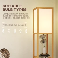 HOMCOM Stehlampe mit 3 Regalen, Stehleuchte mit E27 Fassung, 26 x 26 x 160 cm, für Wohn-/Schlafzimmer (Ohne Glühbirne)(m-6)