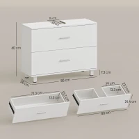 HOMCOM Mobile Sottolavabo Moderno con 2 Cassetti e Divisori per Lavabo Senza Piedistallo, 80x30x60 cm, Bianco(m-3)