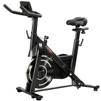 SPORTNOW Cyclette Magnetica Regolabile con Display LCD e Supporto per Tablet, in Acciaio e ABS, 103x49x98-112 cm, Nero(m-10)