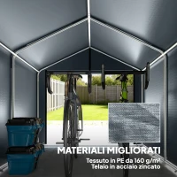 Outsunny Tenda Garage con Copertura Rinforzata Impermeabile e Ingresso Zip, in Acciaio Zincato, 162x221.5x163 cm, Grigio(m-4)