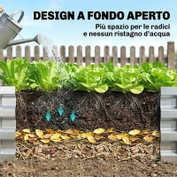 Outsunny Letto per Orto Rialzato a Fondo Aperto con Rivestimento in Acciaio Zincato, 120x60x30.5 cm, Argento(m-5)