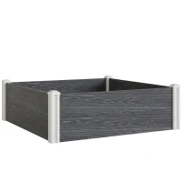 Outsunny Letto da Giardino in Vinile con Fondo Aperto e Design a Incastro, 102x102x33 cm, Grigio Scuro(m-1)