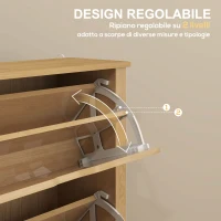 HOMCOM Scarpiera Slim per 18 Paia di Scarpe, 3 Cassetti con 2 Ripiani Regolabili e Rimovibili, 72x26x112 cm, Naturale(m-5)