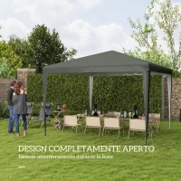 Outsunny Gazebo da Giardino 3x3m Pieghevole e Portatile per Feste con Copertura Anti UV, Grigio(m-4)