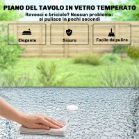 Outsunny Set da Giardino 8 pz con Ombrellone, 6 Sedie Pieghevoli e Tavolo da Esterno in Vetro Temperato, Grigio(m-8)