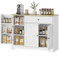HOMCOM Buffet, commode de cuisine style campagne avec portes coulissantes, 1 tiroir, 2 étagères réglables, étagères de porte