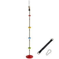 AIYAPLAY Corda Arrampicata Bambini con Pedane e Seduta a Disco, in HDPE e PE, Ø30x4 cm, Rosso