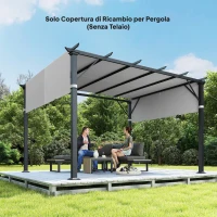 Outsunny Telo Gazebo Pergola 3x3 m con Tasche e Cinghie per Aste, in Poliestere, 488x122 cm, Grigio Chiaro(m-8)