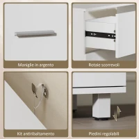 HOMCOM Mobile Sottolavabo Moderno con 2 Cassetti e Divisori per Lavabo Senza Piedistallo, 80x30x60 cm, Bianco(m-8)