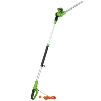 Outsunny 2.6m Corded Extendable Hedge Trimmer with 90° Adjustable Head, 450W Telescopic Electric Hedge Cutter Long Reach(m-1)