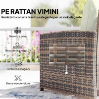 Outsunny Set da Esterno in Rattan e Acciaio 5pz con 2 Pouf, 2 Sedie e Tavolino da Caffè a 2 Livelli, Marrone e Crema(m-6)
