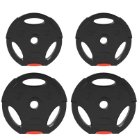 SPORTNOW Kit Pesi con 2 Dischi da 5 kg e 2 Dischi da 2.5 kg in Polipropilene e Sabbia, Ø27x4.5 cm e Ø24x3.5 cm, Nero(m-1)