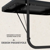 Outsunny Tavolino da Balcone Pieghevole e Regolabile, in Alluminio e Legno Composito, 60x40x55-64 cm, Nero(m-5)