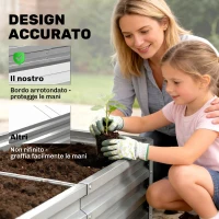 Outsunny Letto per Orto Rialzato a Fondo Aperto con Rivestimento in Acciaio Zincato, 120x60x30.5 cm, Argento(m-7)