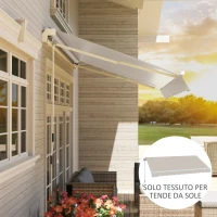 Outsunny Telo di Ricambio per Tenda Parasole Retrattile 3x2.5 m in Poliestere Anti UV 50+ Crema(m-9)