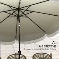 Outsunny Ombrellone da Giardino Rotondo 2.7x2.4 m con Manovella, in Metallo e Poliestere, Grigio Chiaro(m-7)