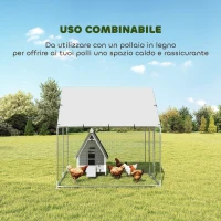 PawHut Pollaio per Galline da Esterno con Tetto e Serrature, in Acciaio Zincato, 2x2x2 m, Argento(m-5)