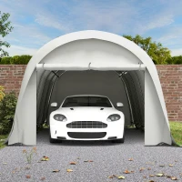 Outsunny Garage Auto Tenda Garage Esterno UV50+ Telaio Zincato 3.6x7.2 m Crema(m-9)