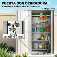 Outsunny Cobertizo de Jardín Exterior 0,69 m² 83x89x163 cm con Techo Inclinado Puerta con Cerradura Incluye Guantes Gris Oscuro(m-7)
