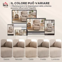HOMCOM Poltrona Reclinabile Manuale in Tessuto Cuscino Spesso, Braccioli Imbottiti e Poggiapiedi, Beige(m-7)