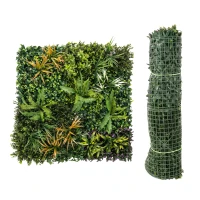 Outsunny Grass Wall Panels, 100 x 100 cm Artificial Grass Wall Decor with Tie Connectors, Greenery Backdrop Panels, Green(m-10)