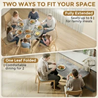 HOMCOM Inklapbare eettafel voor 2-6 personen, ronde tafel met dubbel X-stalen frame, dik tafelblad, cementgrijs(m-4)