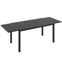 Outsunny Tavolo da giardino allungabile per 6-8 persone, alluminio con piano a doghe, nero.