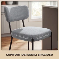 HOMCOM Set di 2 Sgabelli da Bar con Schienale e Poggiapiedi in Metallo e Tessuto, Grigio Chiaro(m-6)