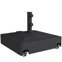 Outsunny Base per Ombrellone a Rotelle con Freni, con Acqua 40kg/Sabbia 61kg, per Pali Ombrelloni da Ø35/38/48mm, Nero(m-11)