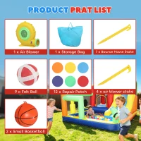 AIYAPLAY 9-w-1 Dmuchana zjeżdżalnia z pompką, ze zjeżdżalnią, basenem i pistoletem na wodę dla dzieci 3-8 lat, 330x290x185 cm, wielokolorowa(m-8)