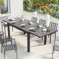Outsunny Tavolo da Giardino Allungabile per 8-10 Persone con Piano in Vetro Temperato, in Alluminio, 140/240x90 cm, Nero(m-2)
