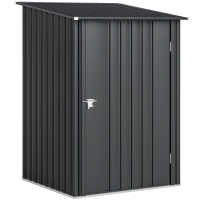 Outsunny Casetta da Giardino Porta Attrezzi in Acciaio Galvanizzato con Porta, 100x104x160 cm, Grigio Scuro