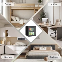 HOMCOM Mini-Kühlschrank fürs Büro 46L, 59 Dosen, einstellbare Temperatur 0-20 °C mit doppelt verglaster Tür aus gehärtetem Glas, Schwarz(m-4)