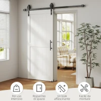 HOMCOM Porta Scorrevole Porta da Interno Stile Industriale, 81.3x213.4cm, Legno(m-6)