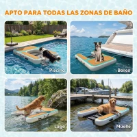 PawHut Rampa de Agua Hinchable para Perros para Piscina Barcos Lagos 151x102 cm con Superficie Antideslizante de EVA(m-5)