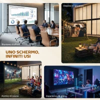 HOMCOM Telo per Proiettore 120" 16:9 HD 4K/8K, Angolo di Visione 160°, Doppia Facciata e Treppiedi Pieghevoli, Bianco(m-8)