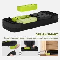 HOMCOM Stepper Fitness per Aerobica Regolabile su 3 Altezze da 10-15-20 cm, Verde e Nero(m-5)