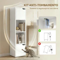 HOMCOM Estante para Livros com 2 Portas Estante Estreita de 4 Níveis com 2 Prateleiras Abertas 30x29x119 cm Branco(m-7)