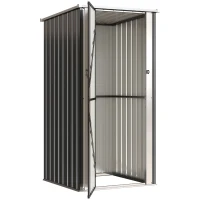 Outsunny Cobertizo de Jardín Exterior 0,69 m² 83x89x163 cm con Techo Inclinado Puerta con Cerradura Incluye Guantes Gris Oscuro(m-11)