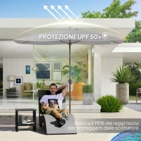 Outsunny Telo per Ombrellone Rettangolare 3x2 m con Presa d'Aria Superiore, in Poliestere 180 g/m², Grigio Chiaro(m-6)