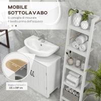 kleankin Mobile per Lavabo con Piedistallo, Mobile Sotto Lavabo con 2 Ante e Scaffale Regolabile, Mobile da Bagno con Ritaglio a Forma di U, Bianco(m-5)