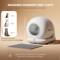 PawHut Lettiera Autopulente con Telecamera HD, Contenitore da 7L e Sensori, in PP e ABS, 58.1x47.5x53 cm, Bianco e Grigio(m-3)