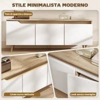 HOMCOM Mobile TV 55" max a 3 Sezioni con Ripiano Regolabile, in Legno, 120x35x45.5 cm, Bianco e Rovere(m-4)